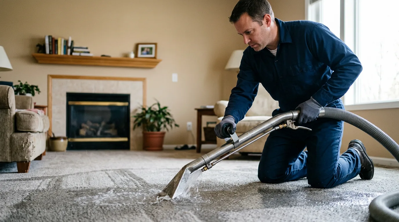 Water damage restoration technician working near Lagrange, ME